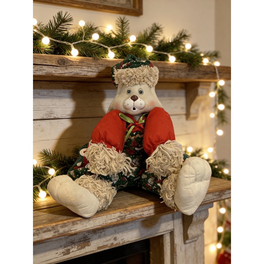 Vintage TL Toys 1995 Christmas Bunny Rabbit‎ Plush Green Red Holiday Doll 10"